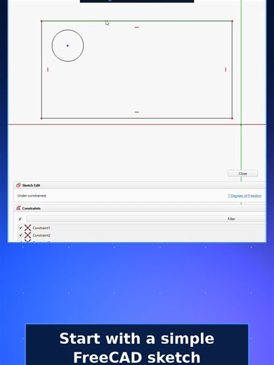 When I started learning FreeCAD, I kept wanting to build the full part straight away. But I’m learning that the sketch comes first. Even simple shapes can teach a lot: what should stay fixed, what should change later, and how the model should behave. I’m building FullyConstrained as the FreeCAD beginner guide I wish I had. Free beginner cheat sheet Starter Pack at fullyconstrained.com #FreeCAD #FreeCADBeginner #LearnFreeCAD #CADBeginner #Sketcher #SketchConstraints #ParametricCAD #3DPrinting #Ma