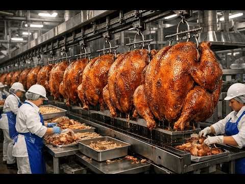 The process of making roasted turkey is very appealing: Full Factory Tour