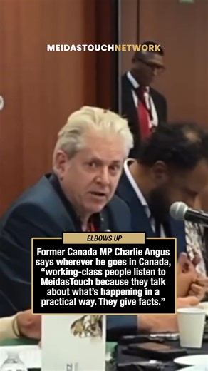 Angus: I’m not attacking the media here. I’m saying we need to start building progressive media that people actually listen to. I’ll give you an example: MeidasTouch from Los Angeles. Wherever I go in Canada, working-class people listen to MeidasTouch because they talk about what’s happening in a practical way. They don’t talk highfalutin. They don’t do “he said, she said.” They give facts. | MeidasTouch