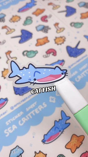 Cat fish sticker sheets!!🐟🐈 Available in my shop!! I’ll start being more active here again! Be on the lookout for new products and like always, feel free to lmk if you wanna see anything special!💚 #stickersheet #smallbiz #comeback #cutestickers #artistalley #fish