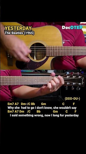Yesterday - The Beatles (1965) Easy Guitar Chords Tutorial with Lyrics Part 3 SHORTS REELS