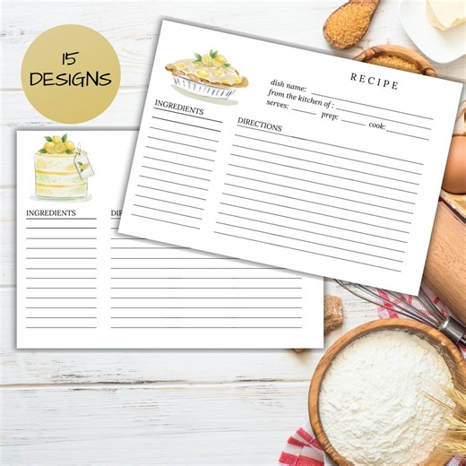 Lemon Recipe Card, 4x6 Recipe Cards Template, Recipes Card Printable, Bridal Recipe Card, Cookie Recipe Card, Minimal Recipe Card Template - Etsy Canada
