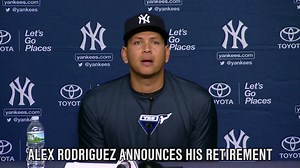 Former Texas Rangers third baseman Alex Rodriguez breaks down while announcing his retirement from baseball on Sunday morning. #ARod | FanDuel Sports Network Southwest
