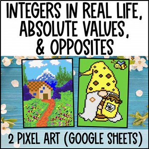 Integers, Opposites, Absolute Values Pixel Art Google Sheets Real Life Contexts