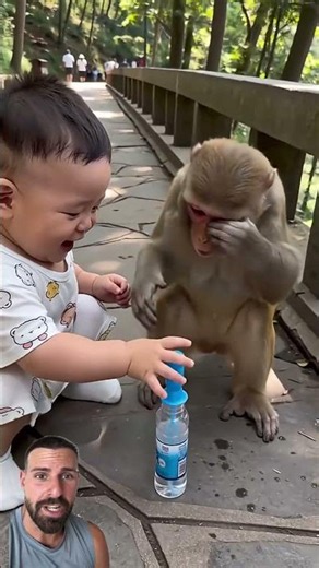 Boy blowing bubbles with JMVTOYS monkeys