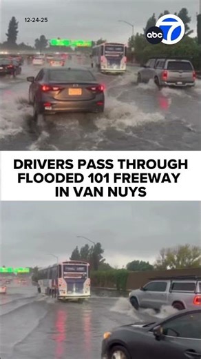 Flooding on LA freeway causes delays