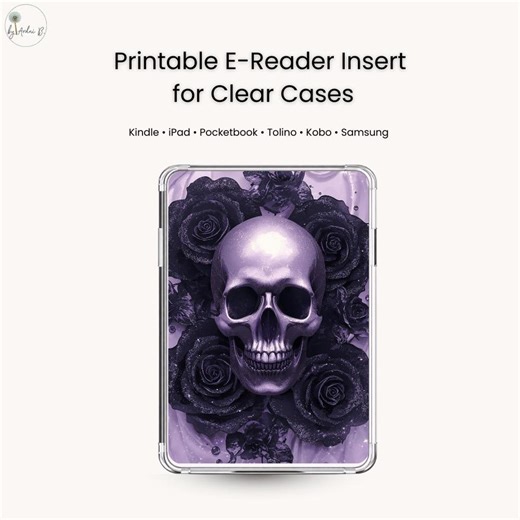 Printable E-Reader Insert Gothic Skull Design für Clear Case | Dark Aesthetic Einleger für Kindle iPad Tolino Kobo Samsung Download