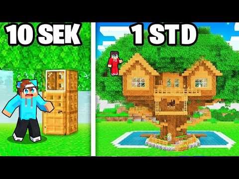 10 Sekunden vs 1 Stunde BAUMHAUS Bau Challenge in Minecraft!