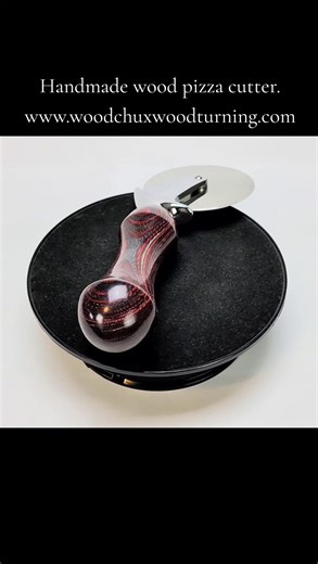 Handmade wood pizza cutter. www.woodchuxwoodturning.com Come see our other handmade woods of art today! | WoodChux Woodturning