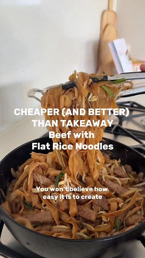 Nicole Maguire on Instagram: "Stir-fried Beef with Flat Rice Noodles You know that silky, tender beef you get from a Chinese restaurant? This is that… but made at home in 20 minutes. The secret is a tiny sprinkle of bicarb (baking soda) in the marinade – it transforms even the cheapest cut of steak into something melt-in-your-mouth good. Two steaks stretch to feed the whole family, and it’s cheaper (and more delicious!) than takeaway. You’ll find this recipe on page 182 of my new book, SIMPLE DI