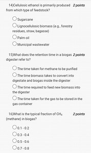 14) Cellulosic ethanol is primarily produced from which type of... | Filo