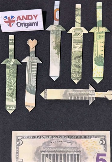 Dollar bill origami easy sword #andyorigami #origami #moneyorigami #giftidea #trending2026