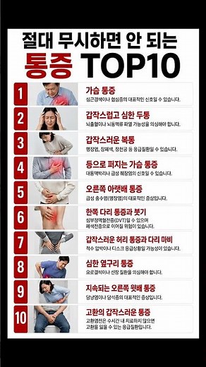 [무시하면 안 되는 통증 TOP10] #통증 #통증관리 #통증원인 #응급실 #응급상황