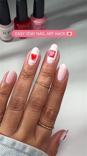 DIY nail stickers? Say less. 😍 This Valentine’s Day nail art hack is SO cute and easy. Shades: OPI’m a Bubble Bunny Alpine Snow Bathtime Bubbly Big Apple Energy | OPI
