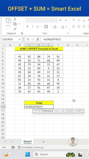 Calculate Dynamic SUM Using OFFSET in Excel 🔥