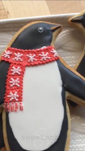 Cutest Penguin Cookies ❄️ #decoratedcookies #explore #baking #cookies #Christmas | SweetAmbs