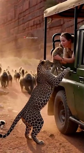 Safari Surprise: Woman Hands Leopard Cub Back Through Window! 😹🐆🐾
