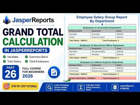 JasperReports Tutorial for Beginners 2026 | Grand Total Calculation in Jasper (Full Course Part 26)