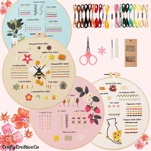 Beginner Embroidery Kit With Video, Learn to Embroider, Embroidery Sampler, DIY Hand Needlework Project - Etsy