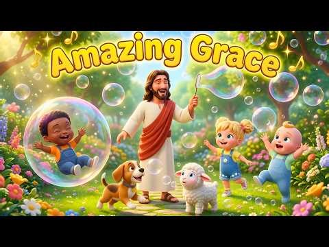 Amazing Grace | Christian Song for Kids | Happy Worship Song with Lyrics