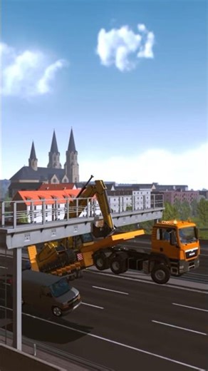 Terrible truck crash into bridge in Construction Simulator