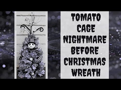 TOMATO CAGE MESH CHRISTMAS TREE, NIGHTMARE BEFORE CHRISTMAS, MESH CHRISTMAS TREE TUTORIAL, MESH TREE