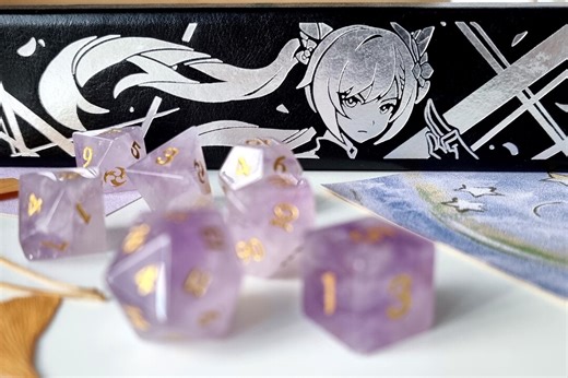 Genshin Pink Amethyst Dice Set for D&D With Custom Keqing Case - Etsy