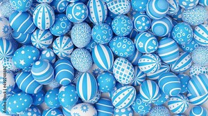 Beautiful Easter background with colorful Easter eggs. 3d animation