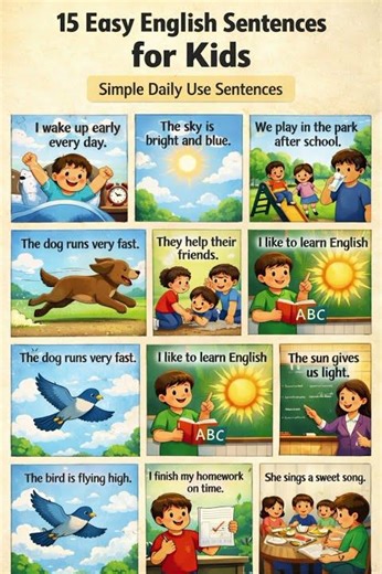 12 Easy English Sentences for Kids | Simple Daily Use Sentences
