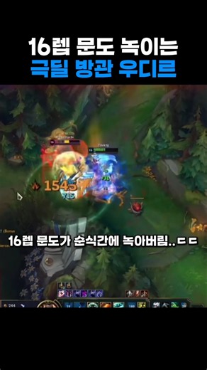 16렙 문도 녹이는 극딜 방관 우디르