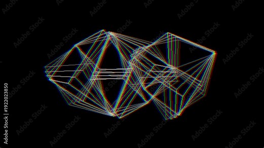 Retro style and pixelated 3d cube shapes spinning animation