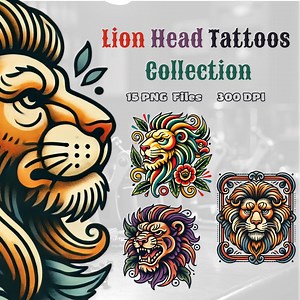 Old School Lion Head Tattoo Designs – Colorful PNG Digital Art for Tattoo Artists & Enthusiasts, Instant Download, Inspirational Art - Etsy Canada