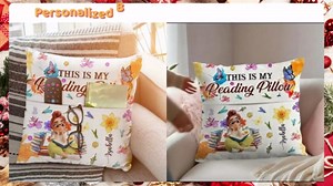 Personalized Just A Girl Who Loves Books Pocket Pillow, Custom Name Reading Pillow Book Lover Gift for Readers, Teachers & Kids Cozy Reading Nook Bedroom Decor (3D Girl This is My Reading Pillow)