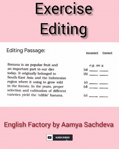 Editing Exercise | English Grammar | Term II |English Factory | Aamya Sachdeva