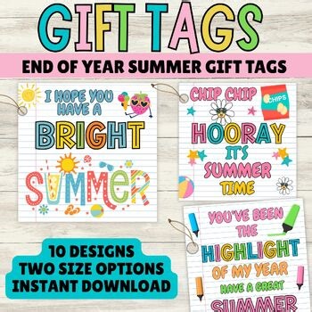 Cute End of Year Gift Tags From Teacher To Student Retro Classroom Labels Summer