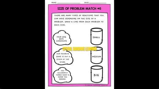 SEL: 'size of Problem' Social Emotional Activities - Etsy