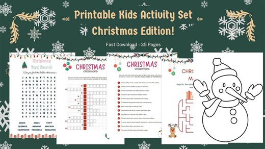 Fun Christmas Printables for Kids: Holiday Games, Mazes & Coloring Pages Included! - Etsy