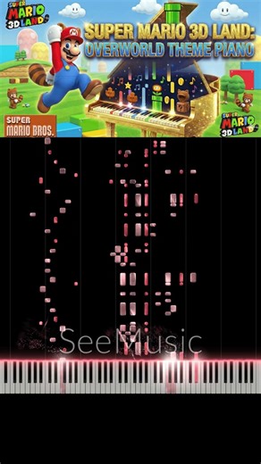 Super Mario 3D Land - Jazzy Overworld Piano Midi Visualization (4K)