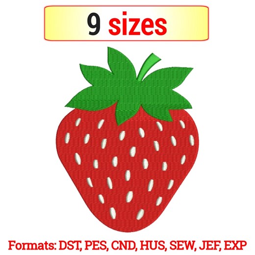 Strawberry Embroidery Design – Fruit Machine Embroidery File, Summer Berry Pattern, Instant Download - Etsy