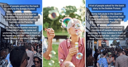 A Rude, Rich Guy Sued A Bar Because Their Bubble Blowing Machine Got His Porsche Dirty. So Hundreds Of People Responded With The “Bubble Protest” And Shut Him Down.