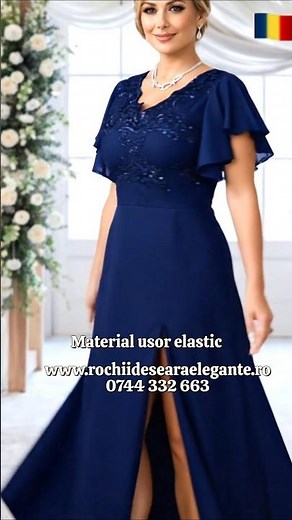 Rochie de ocazie lunga bleumarin eleganta XXL