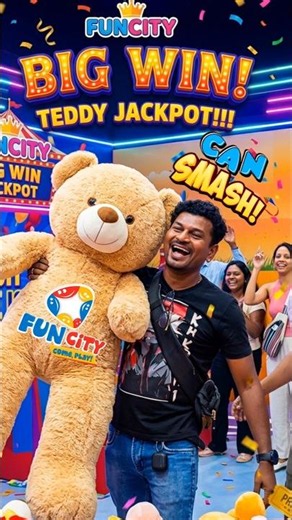 Funcity Can Smash Carnival Game Big Win Teddy Jackpot