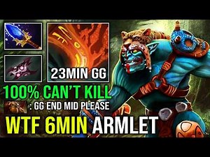 WTF 6Min Armlet 1v5 Toggle Unlimited Burning Spear 23Min GG Solo Mid Imba Huskar Dota 2