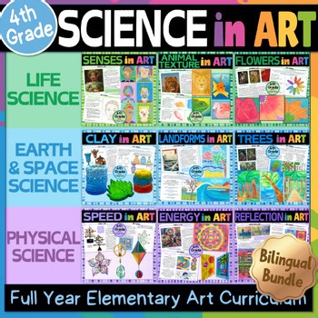 SCIENCE in ART Bilingual Bundle: Elementary Art Curriculum, 4th Grade Art Lesson