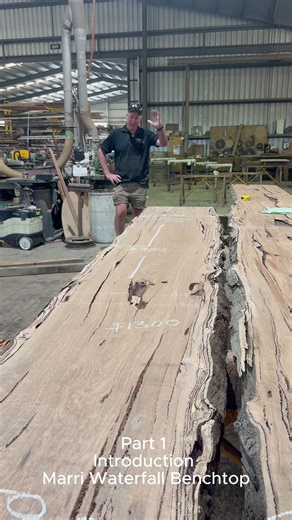 Part 1 - Introduction of Waterfall Western Australia Marri Benchtop. Welcome back… Today Brendan from Nullarbor Sustainable Timber talks to is about his next new exciting project - A river resin waterfall benchtop. This one is going to be a ripper so stay tuned and watch how this sensational project evolves #nullarbortimber #resin #timber #slabs #tables