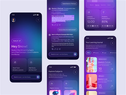 AI Study Companion App – Query Learning Mobile App UI UX Design