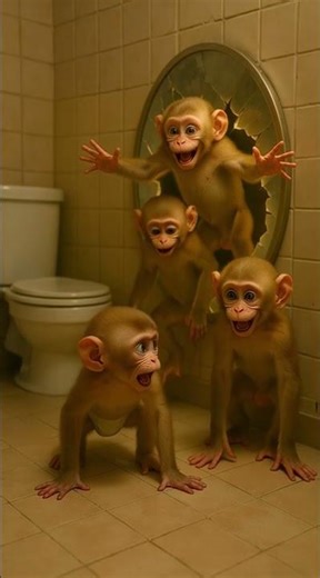 The Mirror Portal Adventure: Dad & Baby’s Final Lesson #monkey #shorts