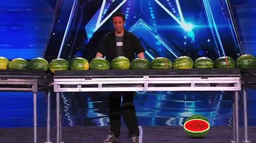 Trizzie D Man Breaks World Record by Smashing 45 Watermelons With His Head America's Got Talent