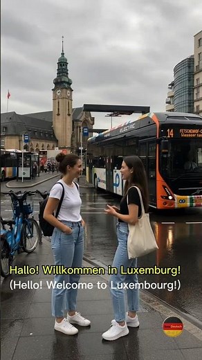 A1 German Conversation at the Luxembourg Bus Stop 🚌 | Easy German for Beginners 🇩🇪.#germany #german