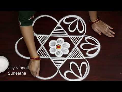 Beautiful Star rangoli & kolam designs with 3 dots🌸Easy muggulu